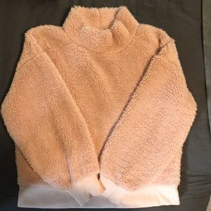 Gap Pink fuzzy pullover turtleneck
